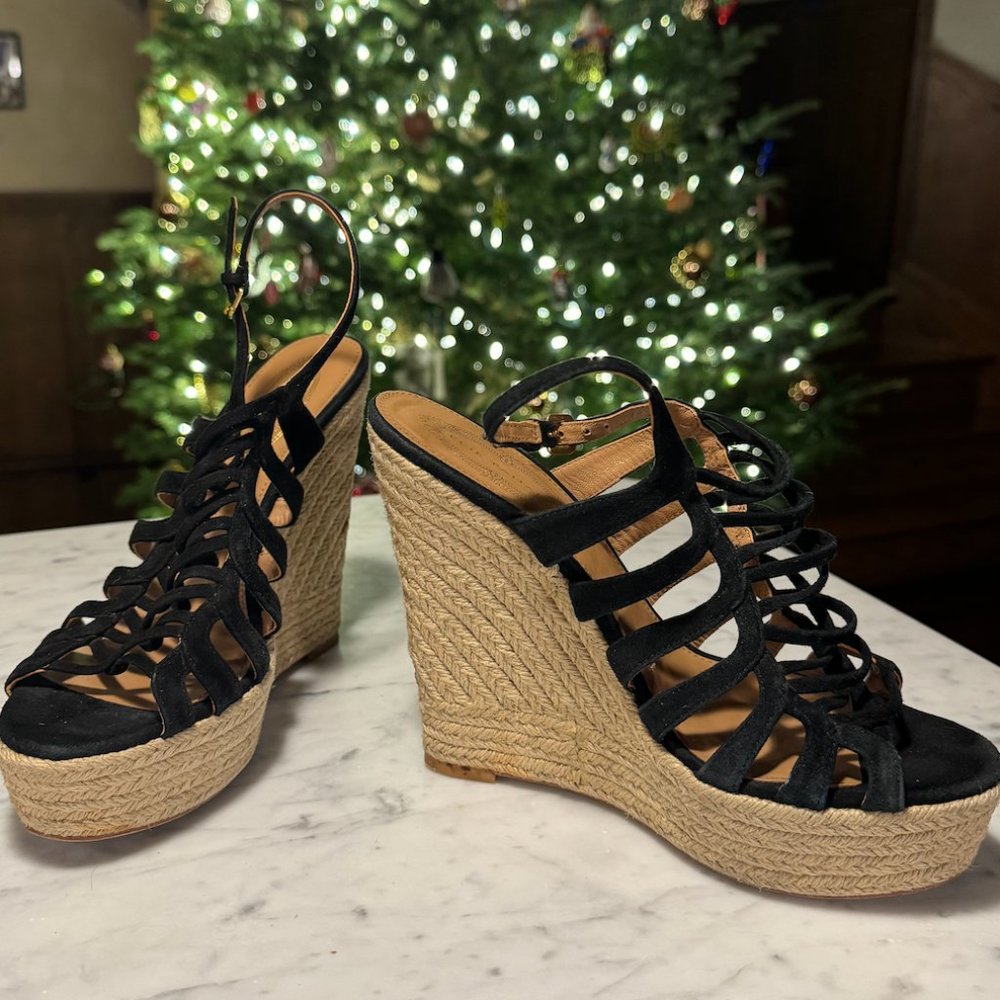 ELIE TAHARI Weaver Espadrille Slide Wedge Sandal Size 38